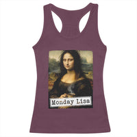 Monday Lisa Coffee Lover Racerback Tank Top Funny Mona Lisa Art Parody Graphic Tired Work