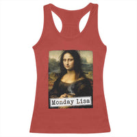 Monday Lisa Coffee Lover Racerback Tank Top Funny Mona Lisa Art Parody Graphic Tired Work