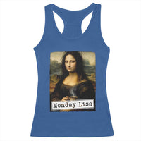 Monday Lisa Coffee Lover Racerback Tank Top Funny Mona Lisa Art Parody Graphic Tired Work