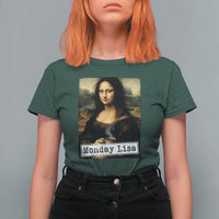 Monday Lisa Coffee Lover T Shirt For Women Funny Mona Lisa Art Parody Graphic Tired Work