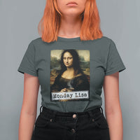 Monday Lisa Coffee Lover T Shirt For Women Funny Mona Lisa Art Parody Graphic Tired Work
