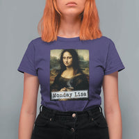 Monday Lisa Coffee Lover T Shirt For Women Funny Mona Lisa Art Parody Graphic Tired Work