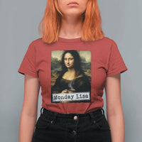 Monday Lisa Coffee Lover T Shirt For Women Funny Mona Lisa Art Parody Graphic Tired Work