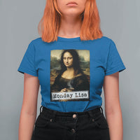 Monday Lisa Coffee Lover T Shirt For Women Funny Mona Lisa Art Parody Graphic Tired Work