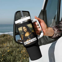 Monday Lisa Coffee Lover Tumbler With Handle Funny Mona Lisa Art Parody Graphic Tired Work