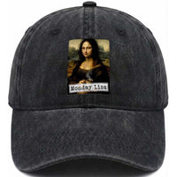 Monday Lisa Coffee Lover Washed Cotton Baseball Cap Funny Mona Lisa Art Parody Graphic Tired Work