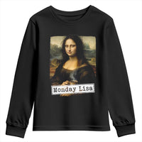 Monday Lisa Coffee Lover Youth Sweatshirt Funny Mona Lisa Art Parody Graphic Tired Work