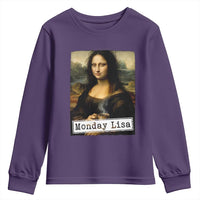 Monday Lisa Coffee Lover Youth Sweatshirt Funny Mona Lisa Art Parody Graphic Tired Work