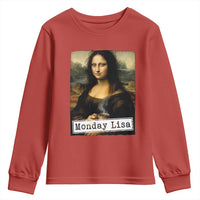 Monday Lisa Coffee Lover Youth Sweatshirt Funny Mona Lisa Art Parody Graphic Tired Work