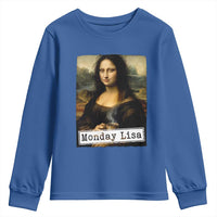 Monday Lisa Coffee Lover Youth Sweatshirt Funny Mona Lisa Art Parody Graphic Tired Work