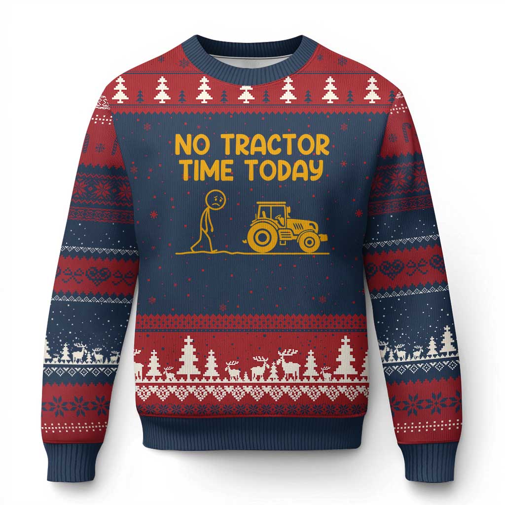 Funny Farm Life Stickman Meme Ugly Christmas Sweater No Tractor Time Today