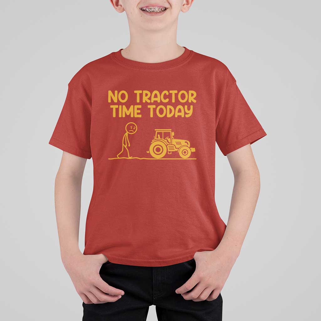 Funny Farm Life Stickman Meme T Shirt For Kid No Tractor Time Today