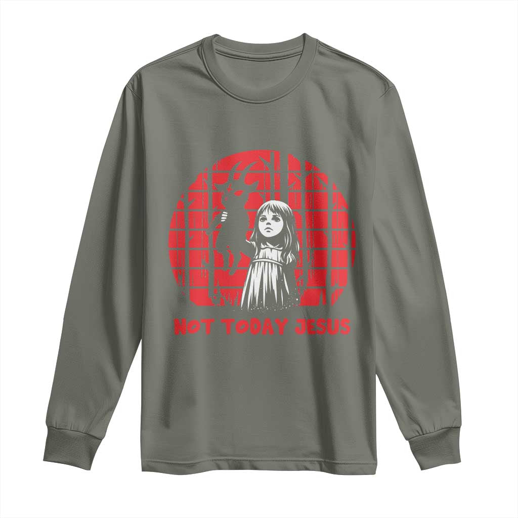 Not Today Jesus Long Sleeve Shirt Gothic Dark Art Pastel Goth Creepy Graphic