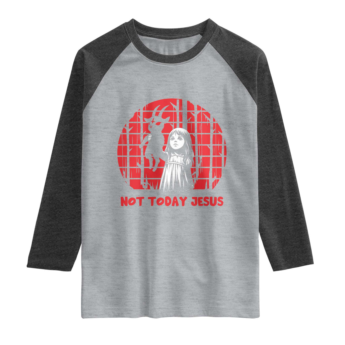 Not Today Jesus Raglan Shirt Gothic Dark Art Pastel Goth Creepy Graphic