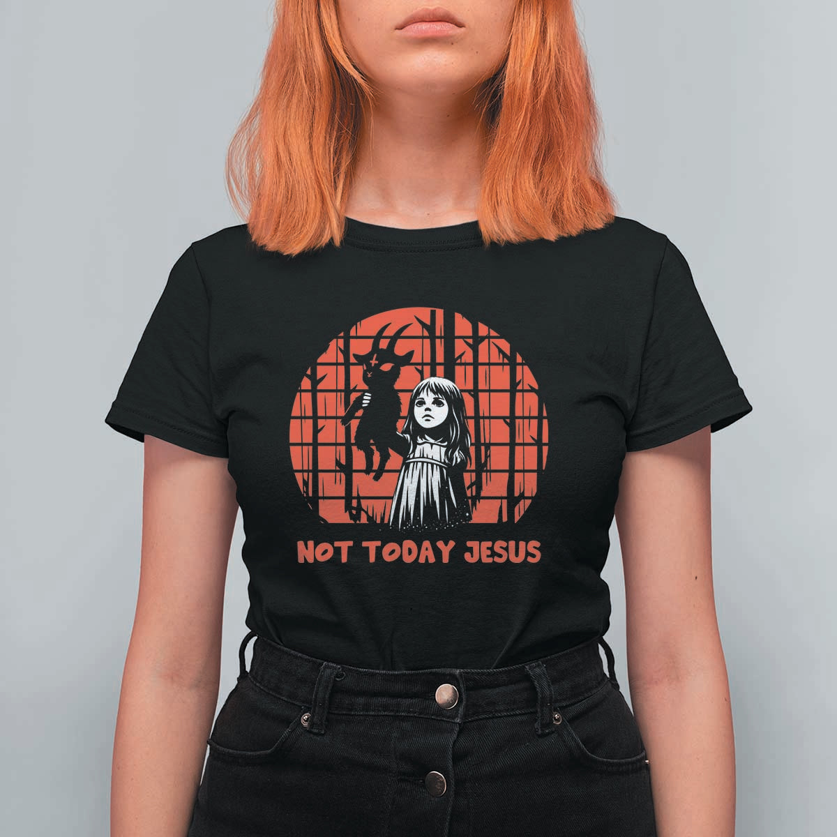 Not Today Jesus T Shirt For Women Gothic Dark Art Pastel Goth Creepy Graphic
