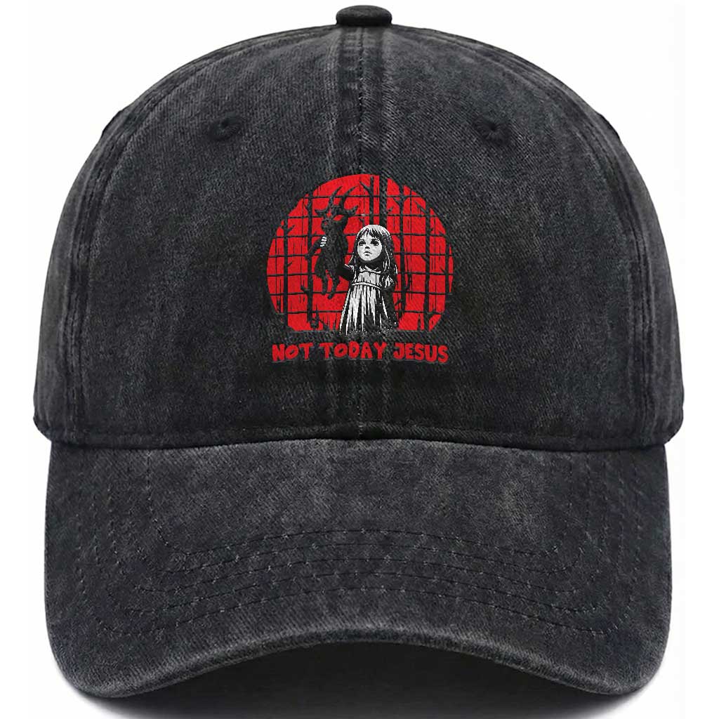 Not Today Jesus Washed Cotton Baseball Cap Gothic Dark Art Pastel Goth Creepy Graphic