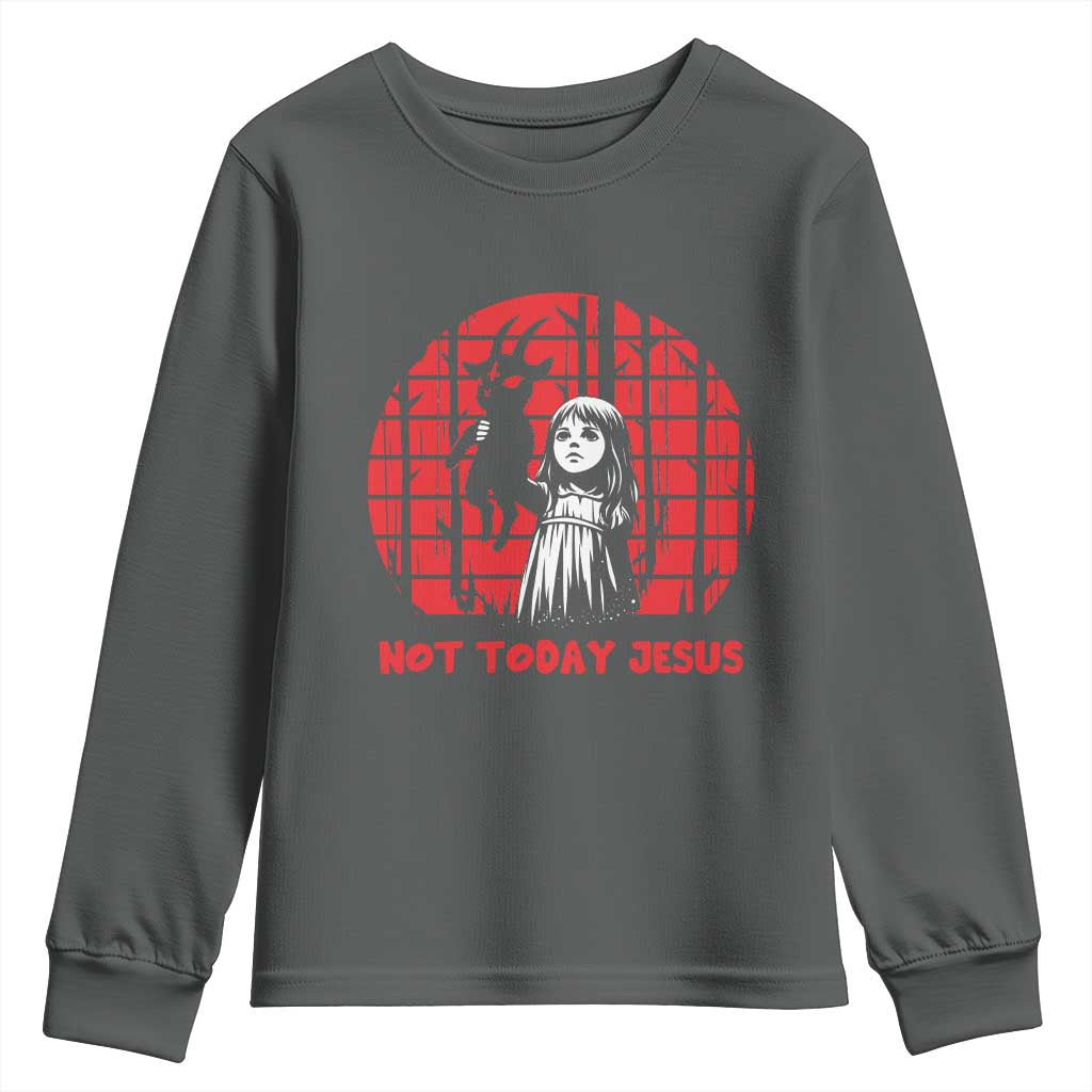 Not Today Jesus Youth Sweatshirt Gothic Dark Art Pastel Goth Creepy Graphic