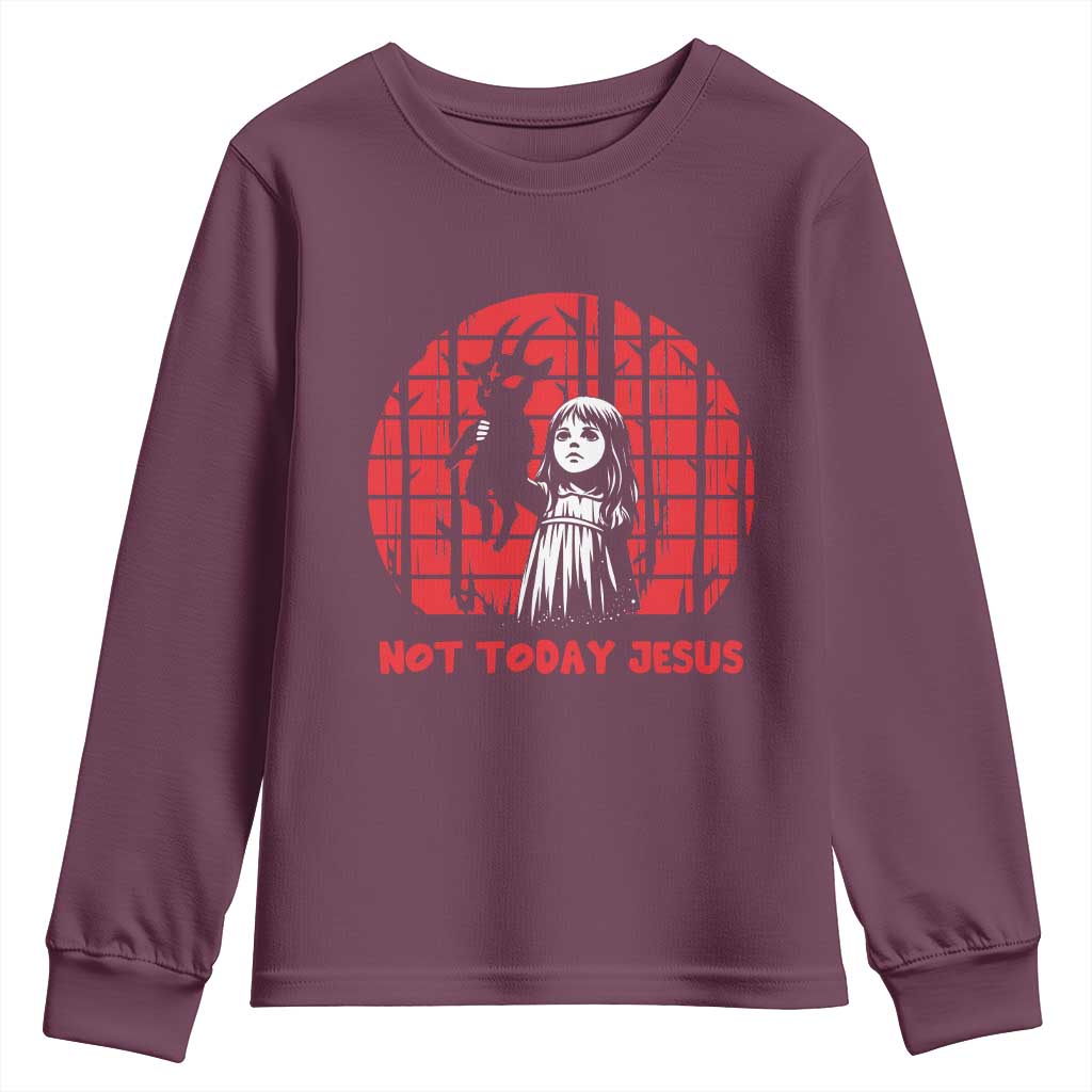 Not Today Jesus Youth Sweatshirt Gothic Dark Art Pastel Goth Creepy Graphic