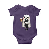 Funny Halloween Baby Onesie Cute Ghost Holding Black Cat Drinking Beer