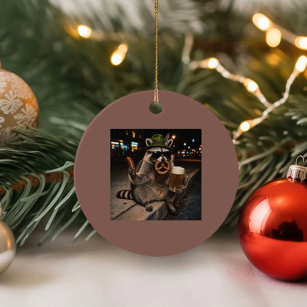Funny Oktoberfest Raccoon Ceramic Ornament Cute Trash Panda Beer Festival Bavarian Gift