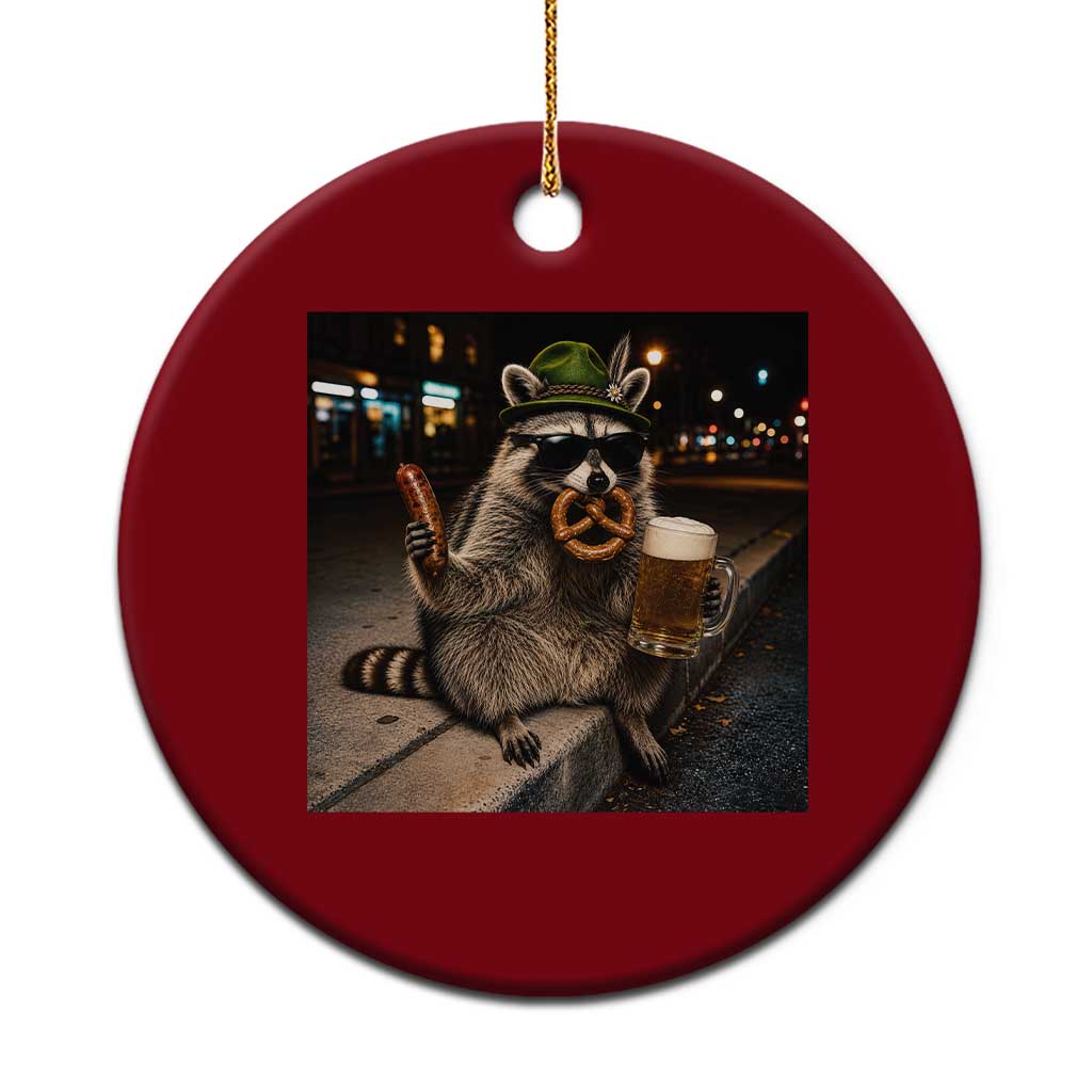 Funny Oktoberfest Raccoon Ceramic Ornament Cute Trash Panda Beer Festival Bavarian Gift
