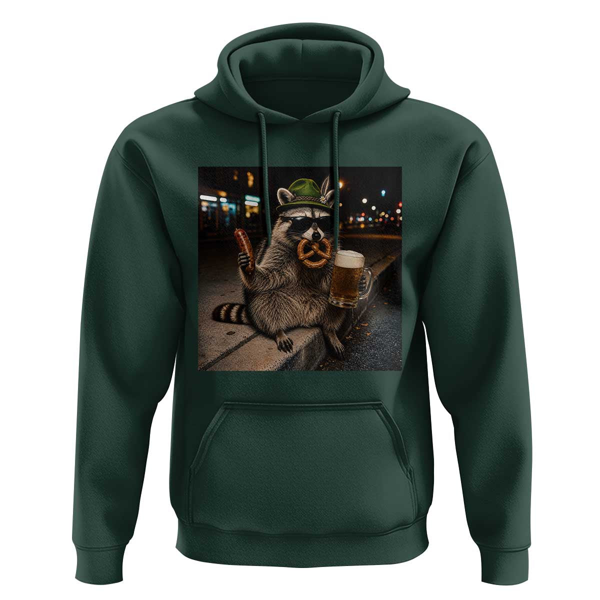 Funny Oktoberfest Raccoon Hoodie Cute Trash Panda Beer Festival Bavarian Gift