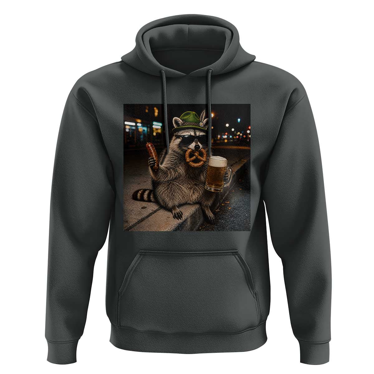 Funny Oktoberfest Raccoon Hoodie Cute Trash Panda Beer Festival Bavarian Gift