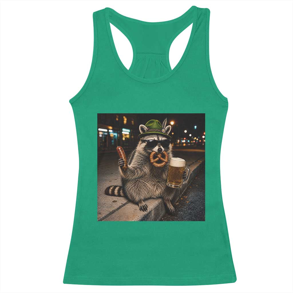 Funny Oktoberfest Raccoon Racerback Tank Top Cute Trash Panda Beer Festival Bavarian Gift