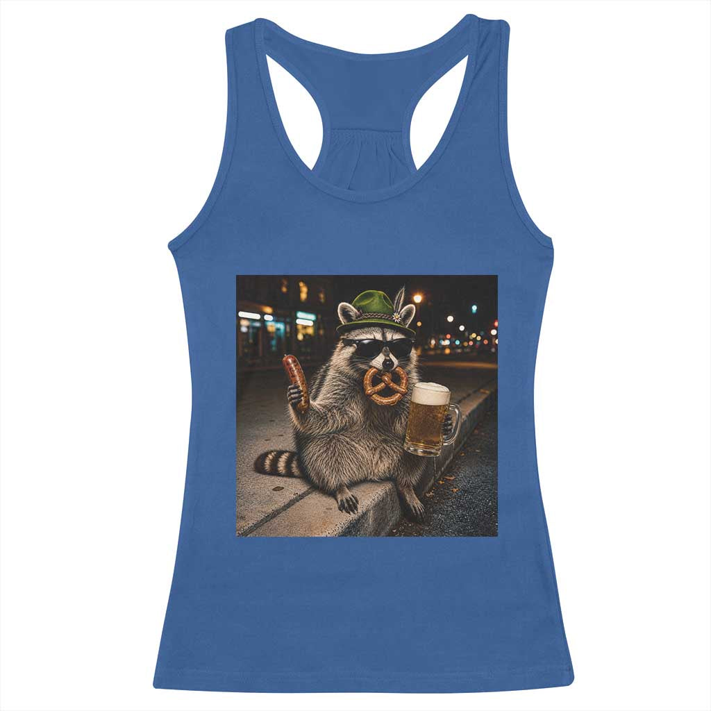 Funny Oktoberfest Raccoon Racerback Tank Top Cute Trash Panda Beer Festival Bavarian Gift