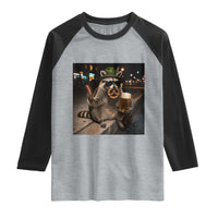 Funny Oktoberfest Raccoon Raglan Shirt Cute Trash Panda Beer Festival Bavarian Gift