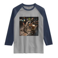 Funny Oktoberfest Raccoon Raglan Shirt Cute Trash Panda Beer Festival Bavarian Gift