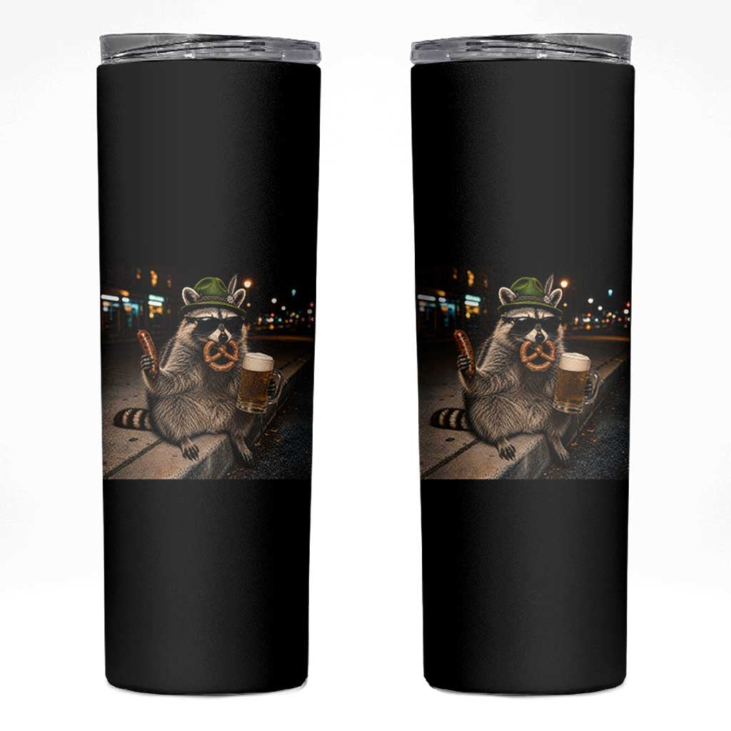 Funny Oktoberfest Raccoon Skinny Tumbler Cute Trash Panda Beer Festival Bavarian Gift