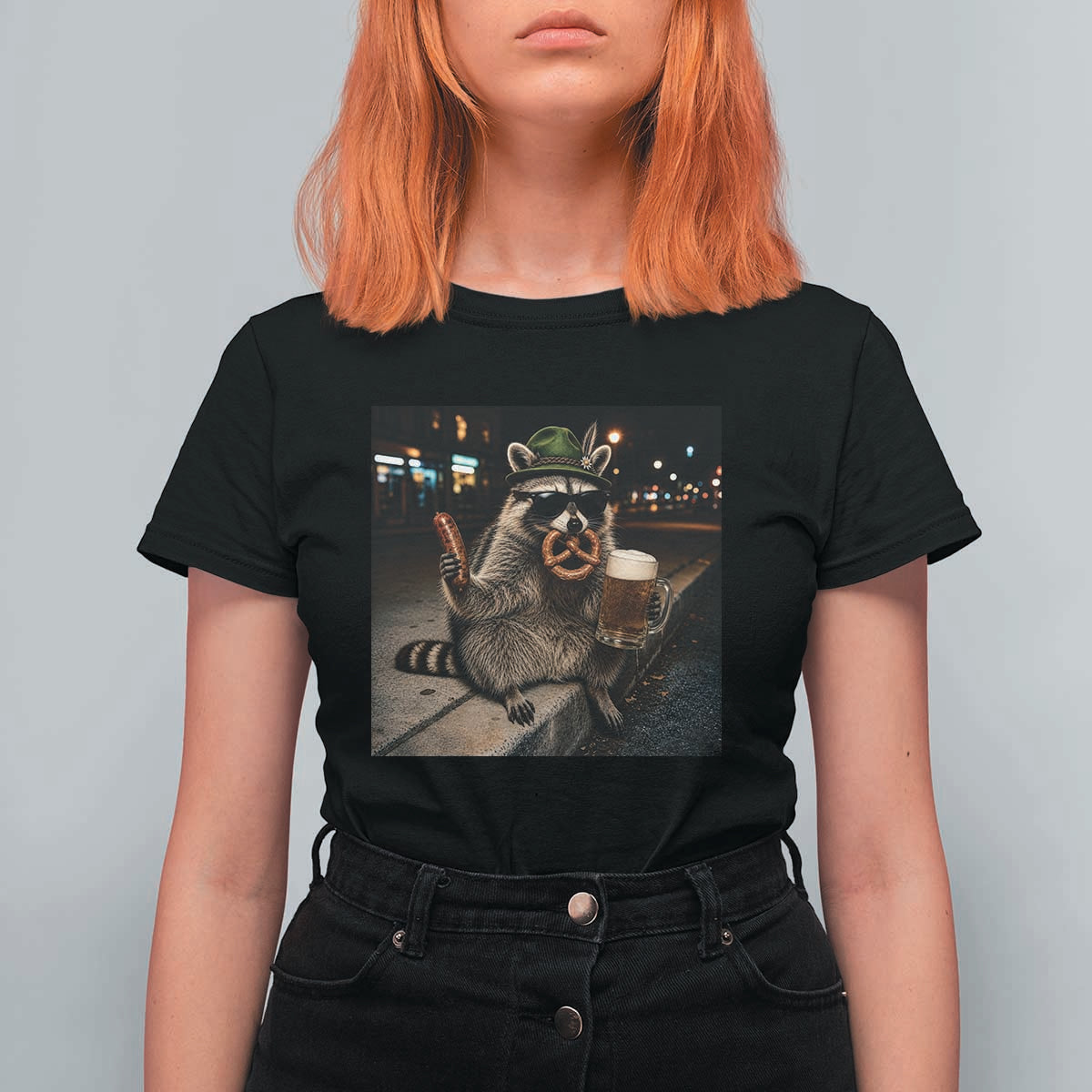 Funny Oktoberfest Raccoon T Shirt For Women Cute Trash Panda Beer Festival Bavarian Gift