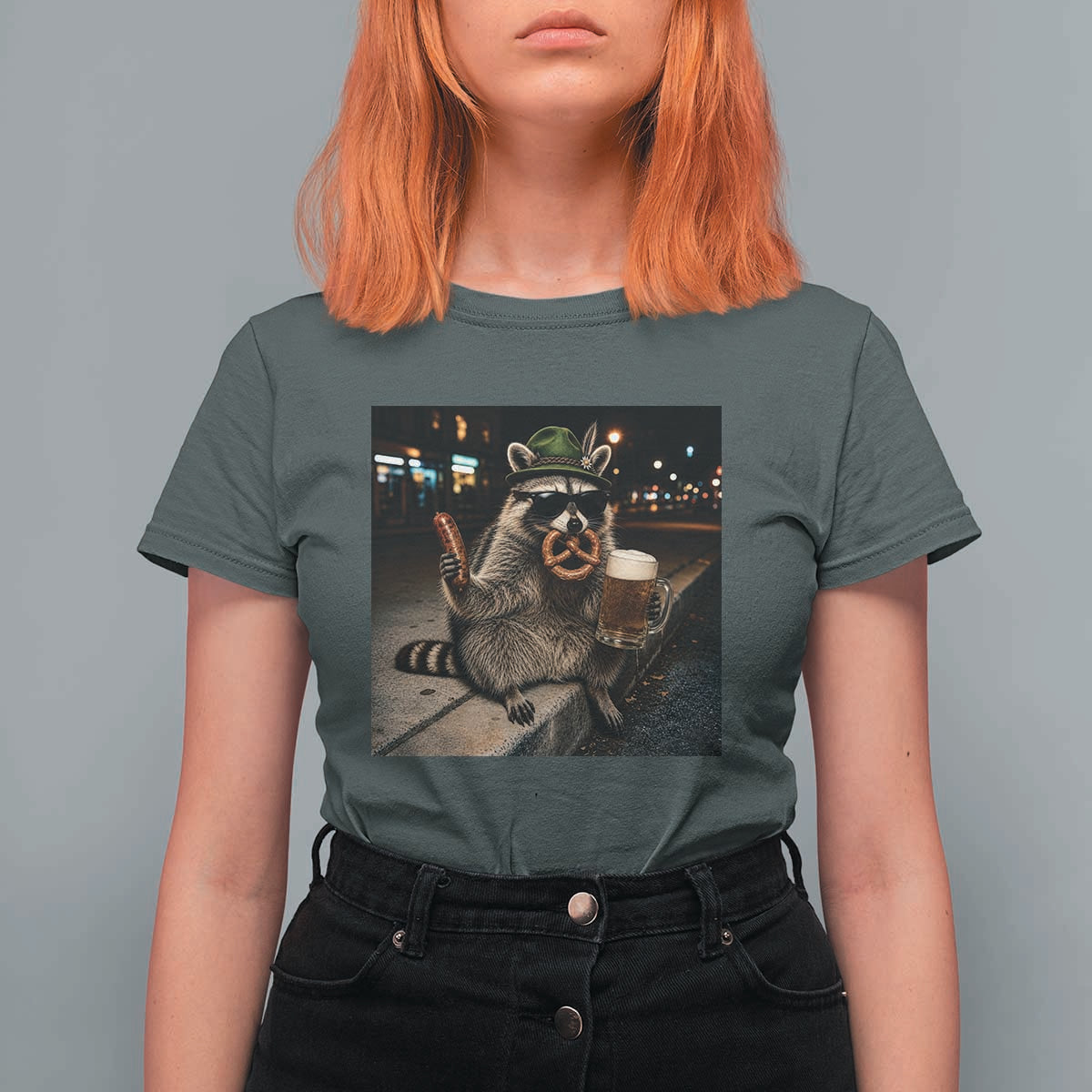 Funny Oktoberfest Raccoon T Shirt For Women Cute Trash Panda Beer Festival Bavarian Gift