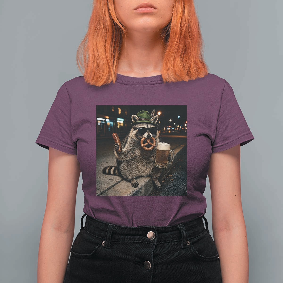 Funny Oktoberfest Raccoon T Shirt For Women Cute Trash Panda Beer Festival Bavarian Gift