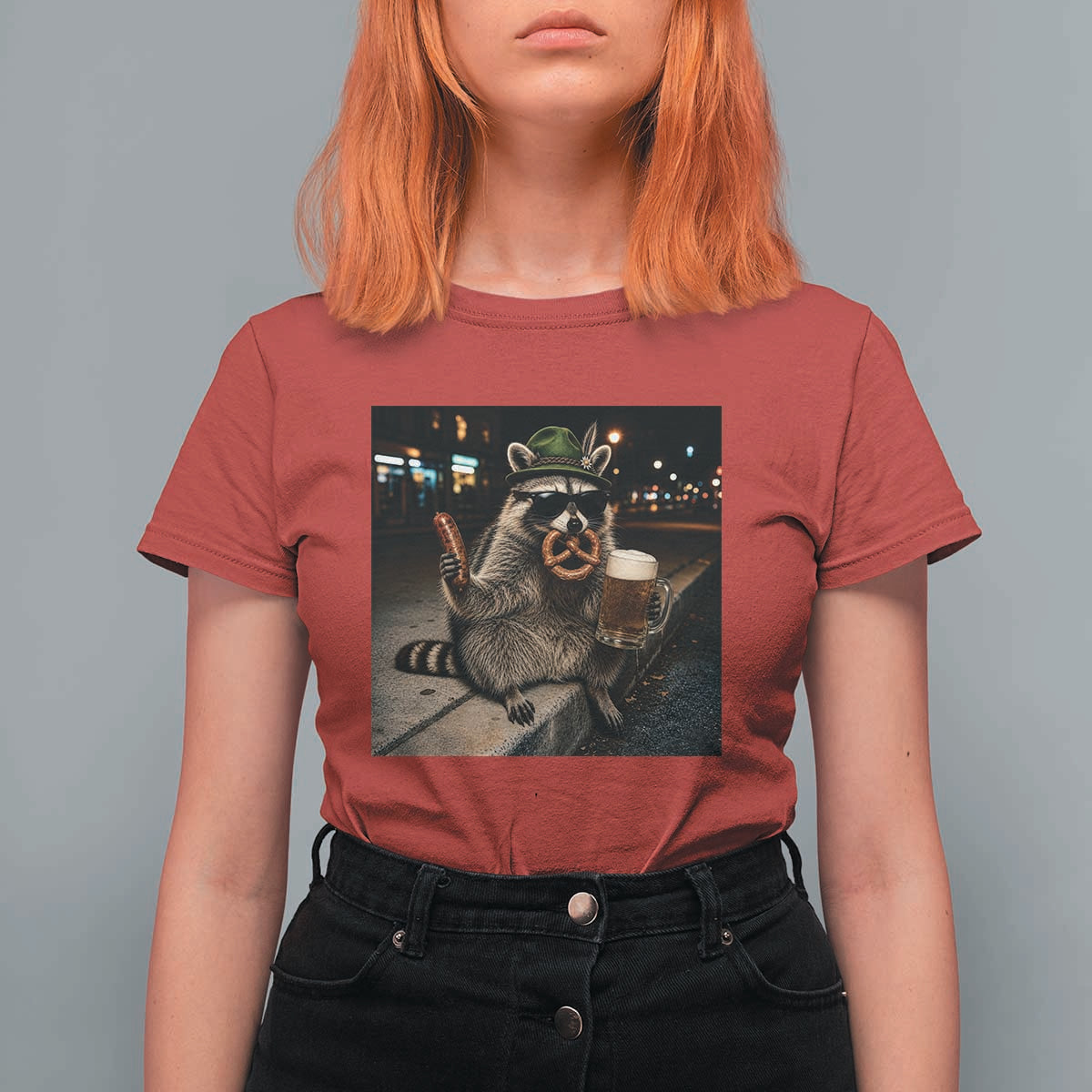 Funny Oktoberfest Raccoon T Shirt For Women Cute Trash Panda Beer Festival Bavarian Gift