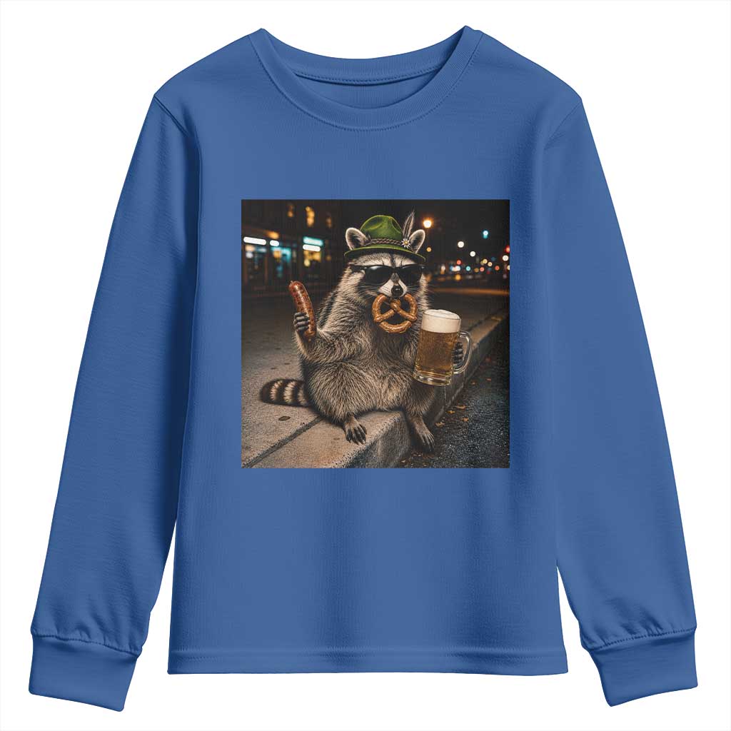 Funny Oktoberfest Raccoon Youth Sweatshirt Cute Trash Panda Beer Festival Bavarian Gift