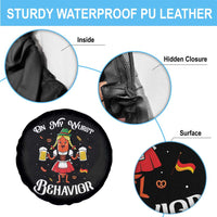 Funny Oktoberfest Sausage Dirndl German Beer Spare Tire Cover On My Wurst Behavior