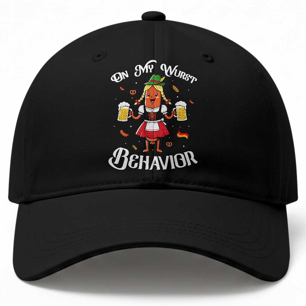 Funny Oktoberfest Sausage Dirndl German Beer Baseball Cap On My Wurst Behavior