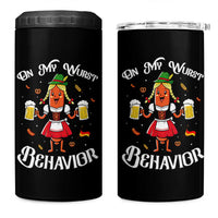 Funny Oktoberfest Sausage Dirndl German Beer 4 in 1 Can Cooler Tumbler On My Wurst Behavior