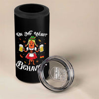 Funny Oktoberfest Sausage Dirndl German Beer 4 in 1 Can Cooler Tumbler On My Wurst Behavior