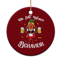 Funny Oktoberfest Sausage Dirndl German Beer Ceramic Ornament On My Wurst Behavior