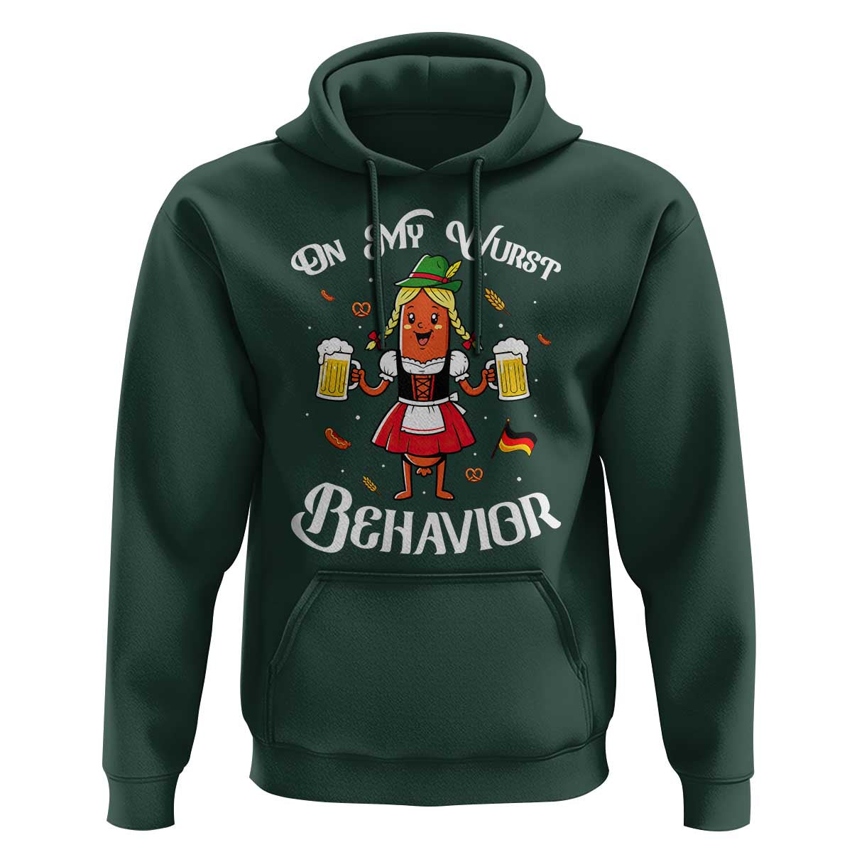 Funny Oktoberfest Sausage Dirndl German Beer Hoodie On My Wurst Behavior