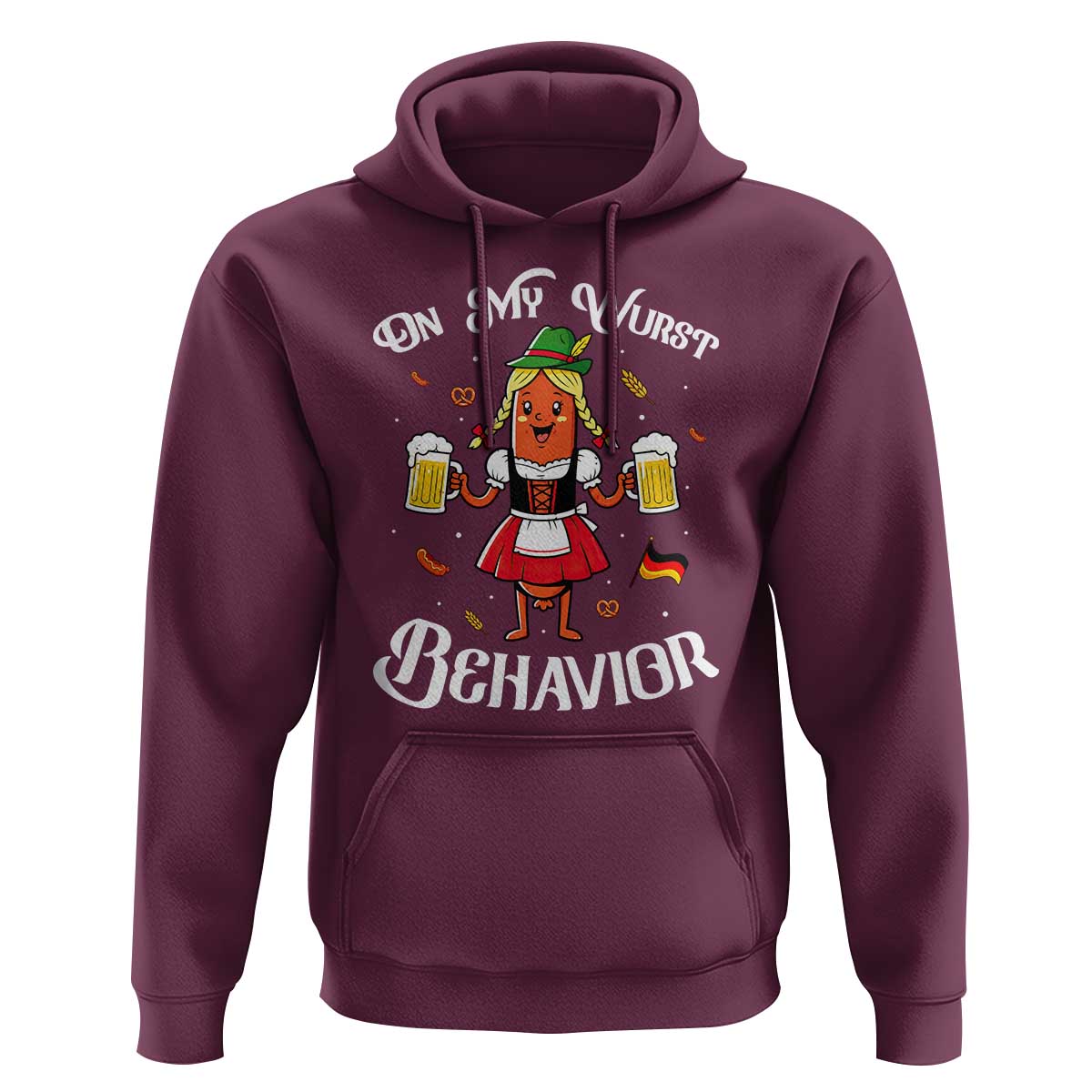 Funny Oktoberfest Sausage Dirndl German Beer Hoodie On My Wurst Behavior
