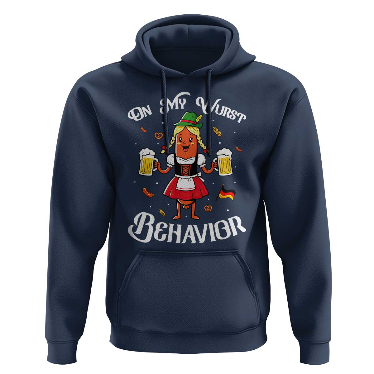 Funny Oktoberfest Sausage Dirndl German Beer Hoodie On My Wurst Behavior