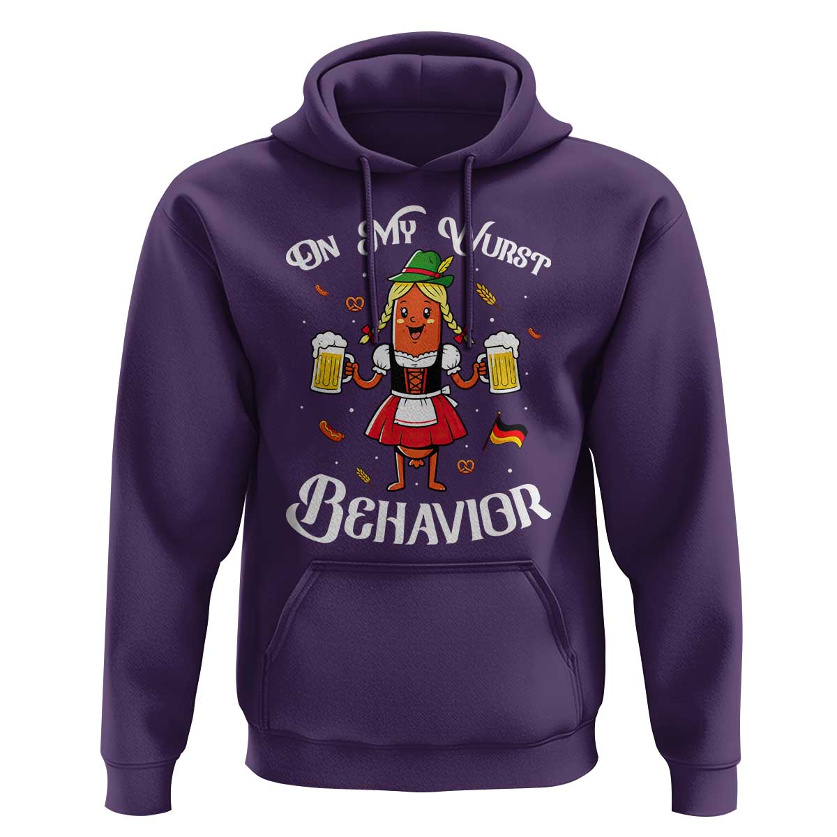Funny Oktoberfest Sausage Dirndl German Beer Hoodie On My Wurst Behavior