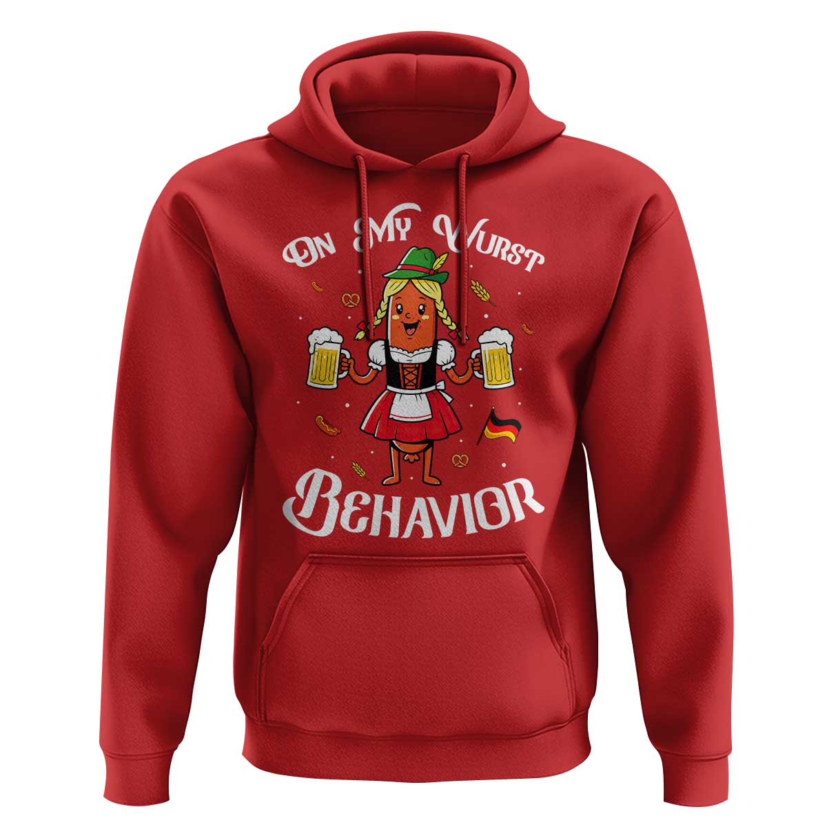 Funny Oktoberfest Sausage Dirndl German Beer Hoodie On My Wurst Behavior