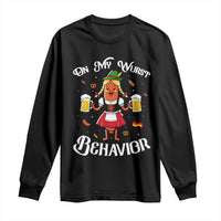Funny Oktoberfest Sausage Dirndl German Beer Long Sleeve Shirt On My Wurst Behavior