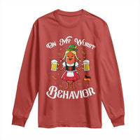 Funny Oktoberfest Sausage Dirndl German Beer Long Sleeve Shirt On My Wurst Behavior