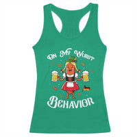 Funny Oktoberfest Sausage Dirndl German Beer Racerback Tank Top On My Wurst Behavior